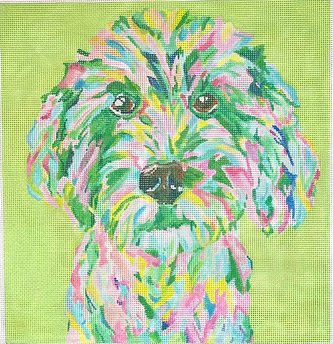 Megan Carn – Golden Doodle – multi on lime MC-PL-24