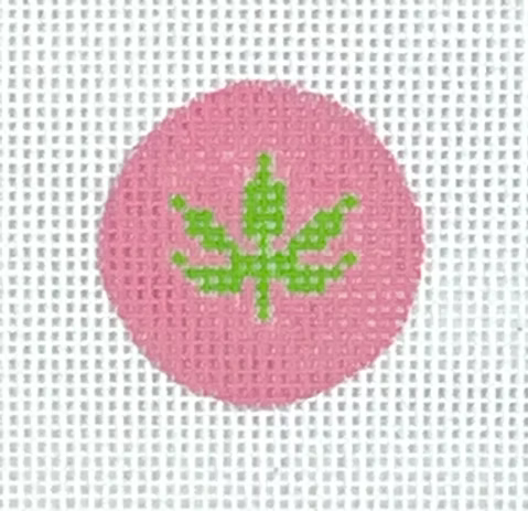 Planet Earth Key Ring Insert - Green Weed Leaf on Pink
