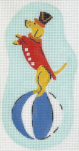 Krissy Mast – Circus Dog – Terrier Standing on Beach Ball KRM-OM-02