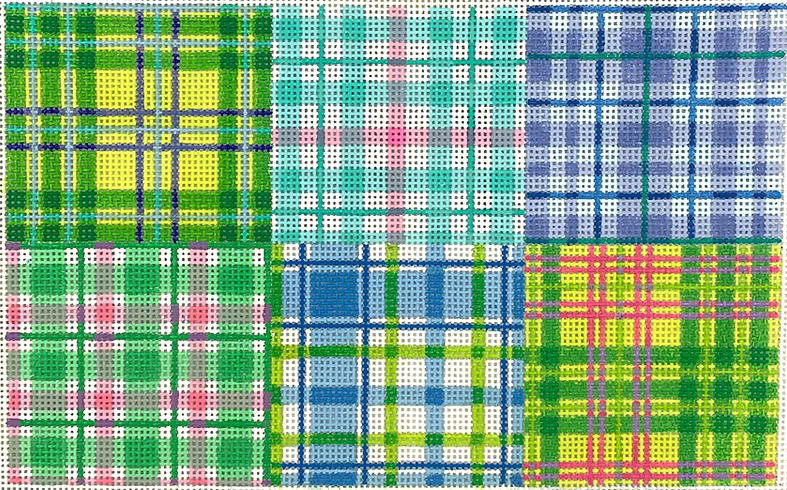 Clutch – Madras – blue, turquoise, lime & pink CL-08