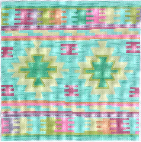 Dhurrie Square w/ Medallions – desert sunset palette PL-148