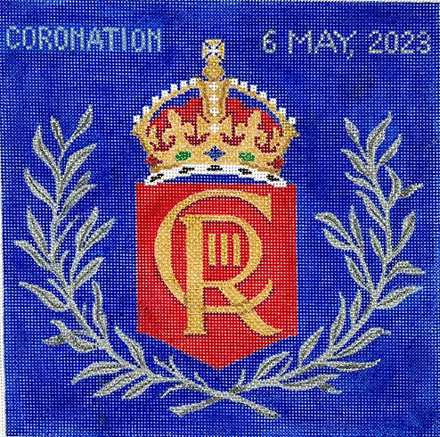 King Charles III Coronation – silver, gold & multi on royal blue PL-530