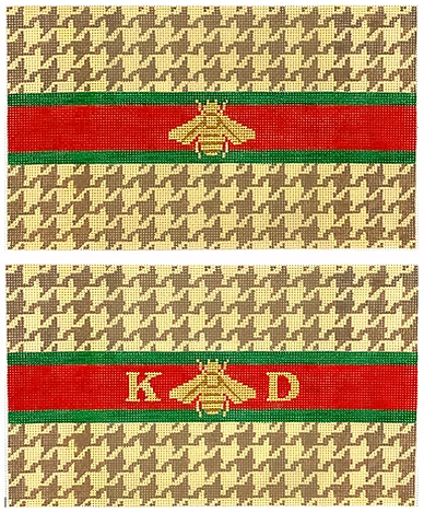 Clutch – Houndstooth w/ Gucci stripe & bee – tan, brown, green, red & gold CL-29