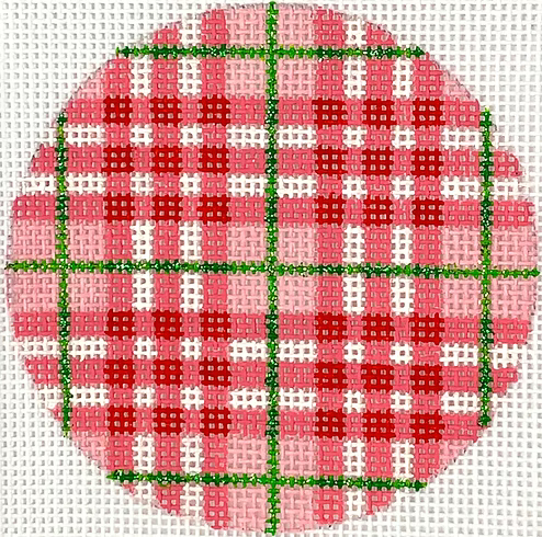 Bright Disk Letter – Christmas Plaid –Red & Watermelon Plaid w/ Green Lines