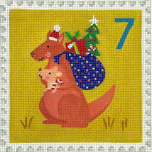 Klara Hawkins – Advent Stamp #7 – Kangaroo w/ Baby & Toy Sack KH-PL-07