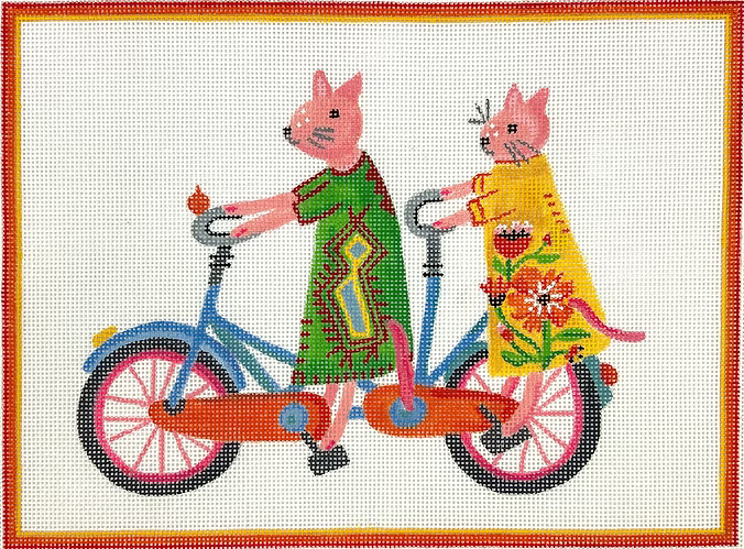 Carolyn Gavin – Two Kitties in Mexican Dresses on Bicycle Built For Two CG-PL-13