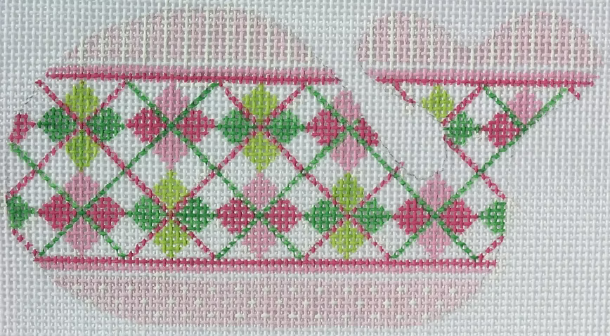 Mini Whale – Argyle – pinks & greens (February)