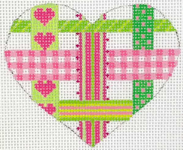 Mini Heart – Woven Ribbons – pinks & greens