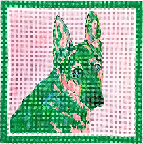 Megan Carn – German Shepherd – greens & pinks MC-PL-20