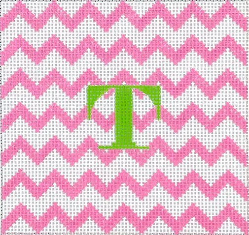 Planet Earth 4” Square Insert – Zigzag – pink on white w/ green letter