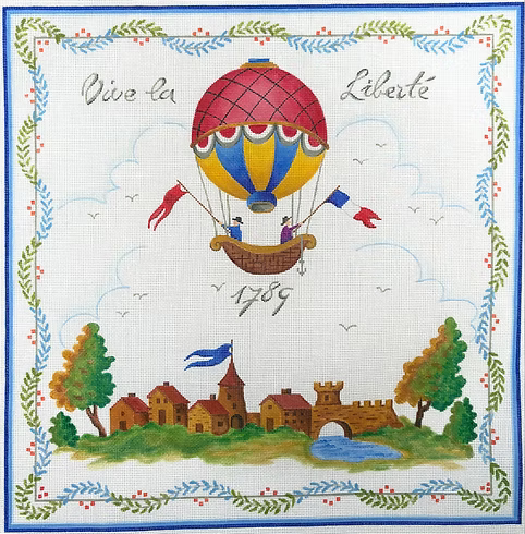 “Vive la Liberté” Rural French Scene w/ Hot Air Balloon PL-562