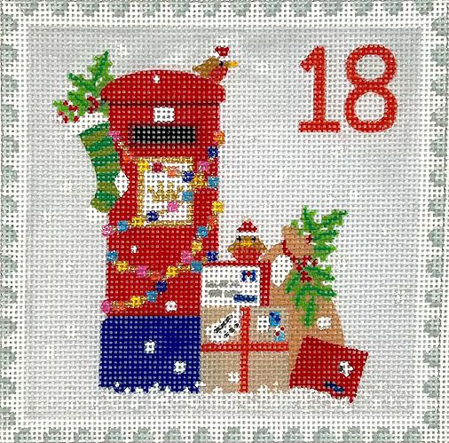 Klara Hawkins – Advent Stamp #18 – English Letter Box w/ Gifts KH-PL-18