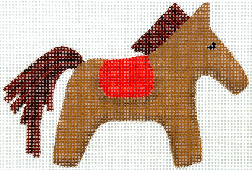 Mini/Bag Charm – Hermès Horse w/ Saddle – browns & orange
