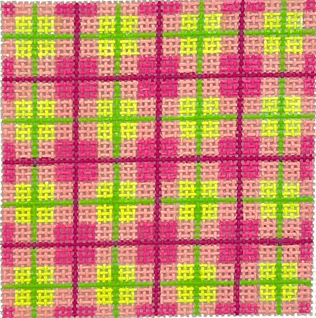 Planet Earth 3” Square Insert – Madras Plaid – raspberries & greens