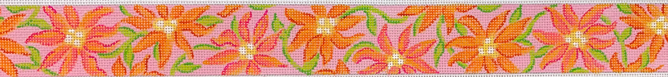 Belt – Lilly-inspired Gerbera Daisies – oranges, hot pinks & limes on medium pink