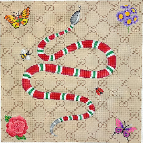 Designer Scarf Series – Gucci-Inspired Snake & Flowers PL-589
