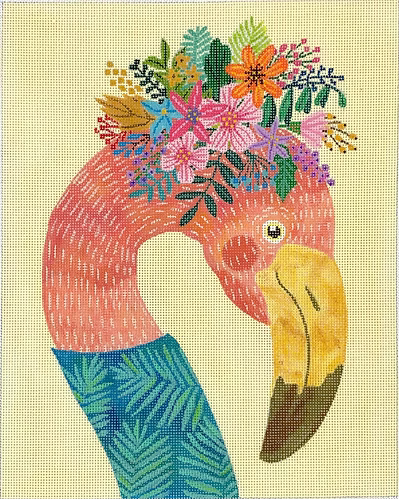 Mia Charro – Flamingo in Turquoise Top – on butter yellow MIAC-PL-13