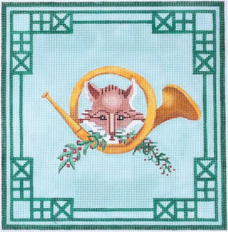 Fox & Hunting Horn w/ Greenery & Chinoiserie Border PL-302