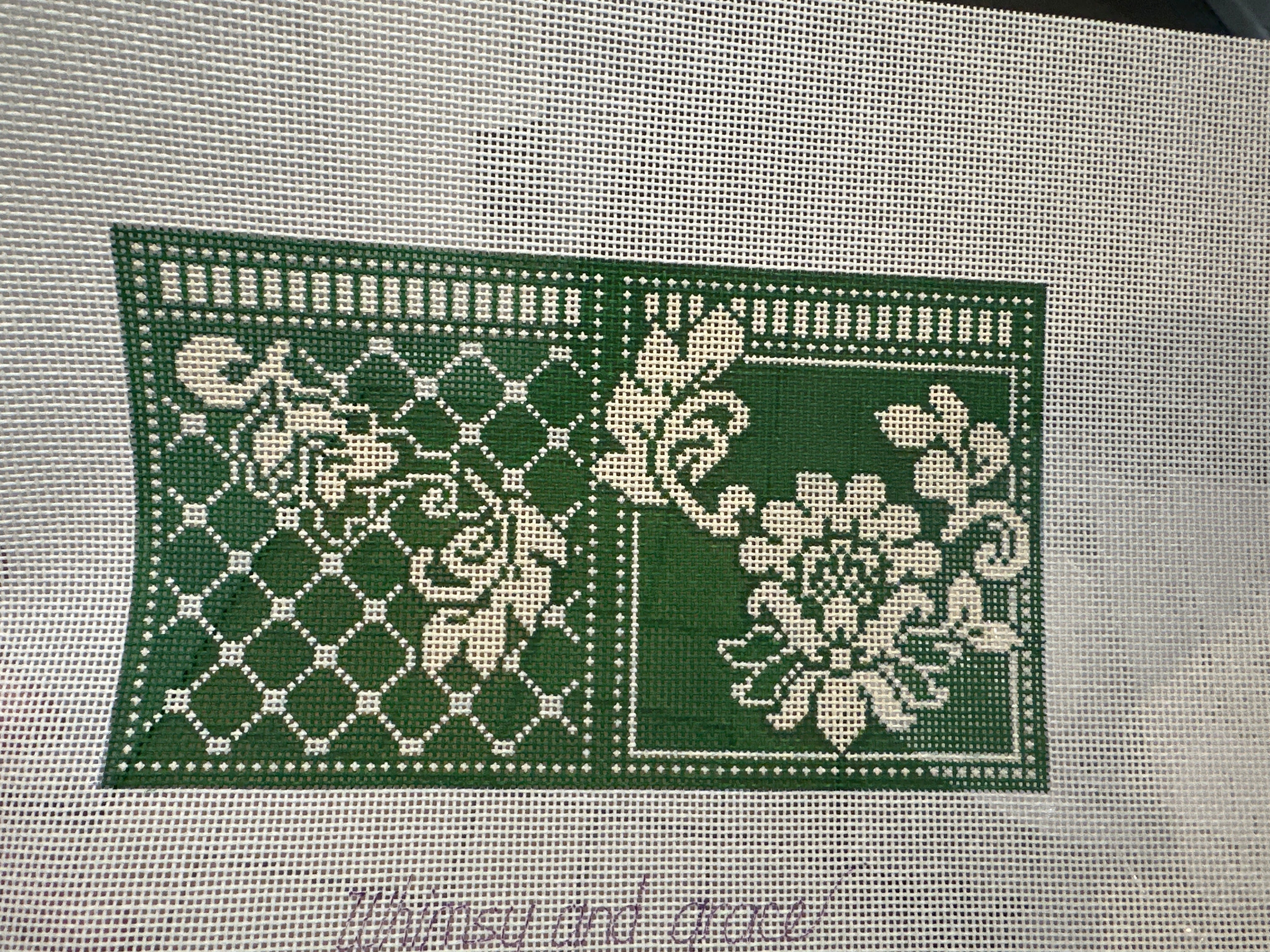 Karen's Damask Needle Case - Green