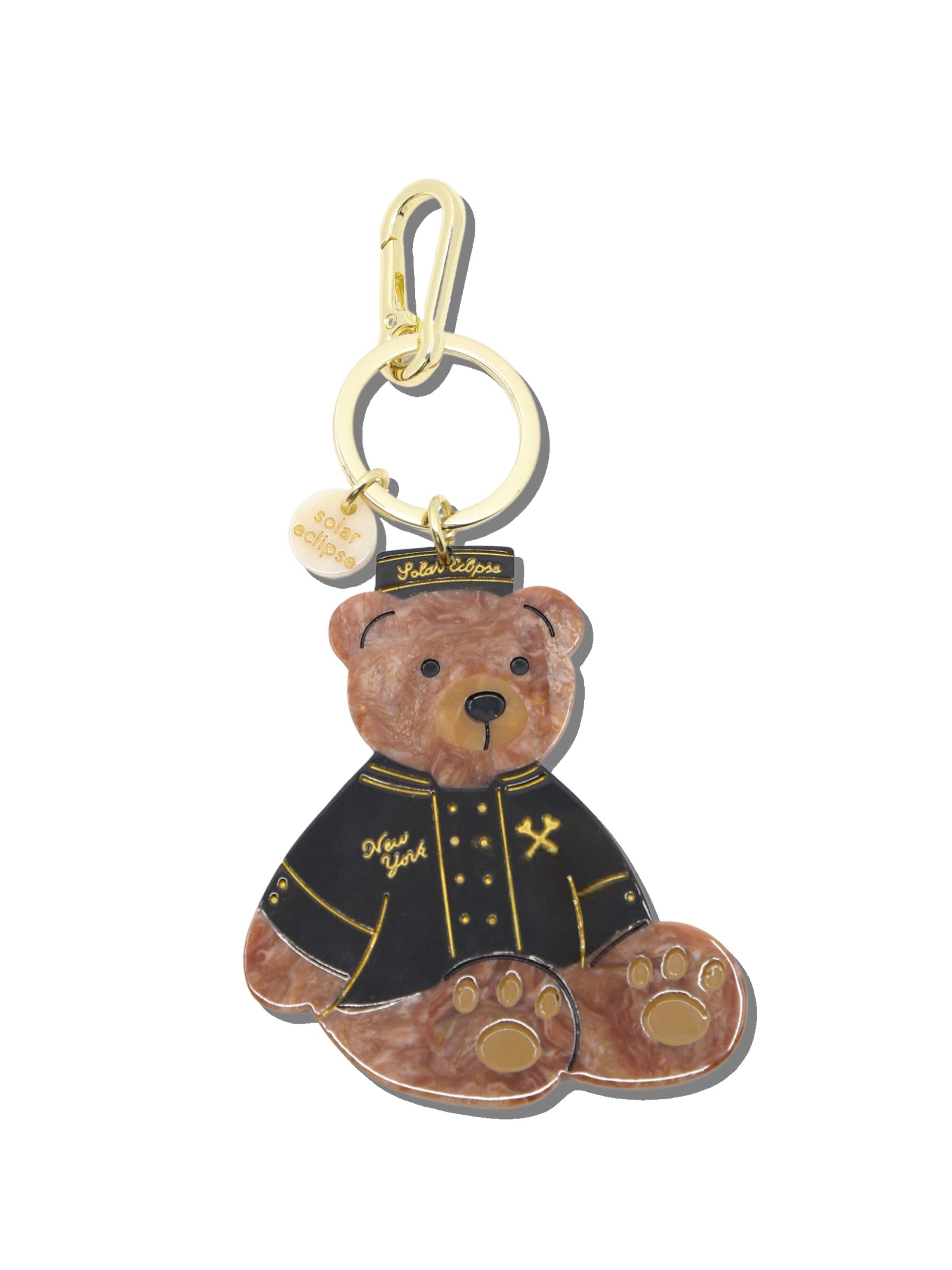 Hand-painted Hotel Teddy Bag Charm + Keychain with Needle Threader
