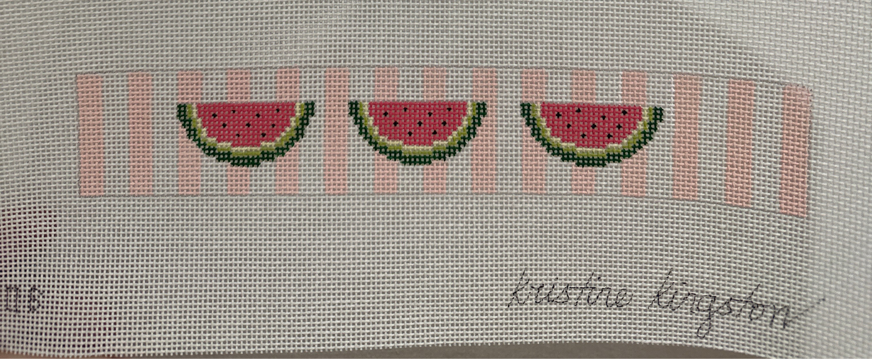 Watermelon On Pink Stripes Key Fob