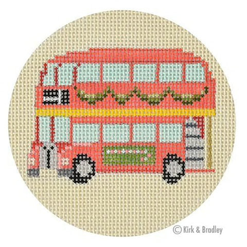 London bus christmas ornament round bradley needlepoint