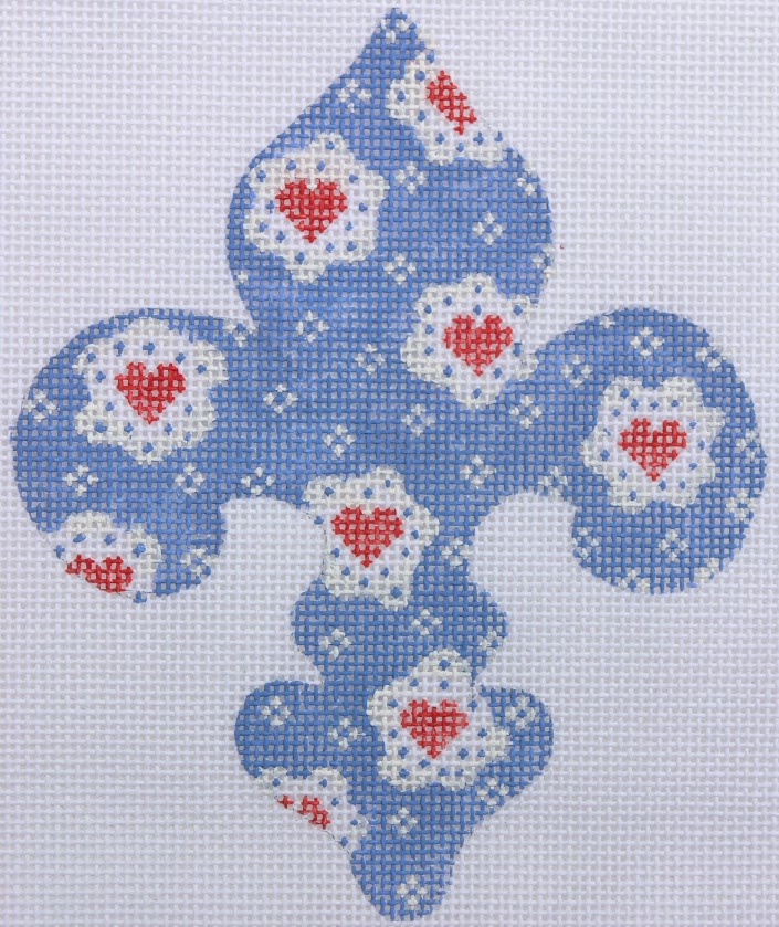 Mini Fleur-de-Lys – Provençal Heart Flowers – French blue, red & white (March)