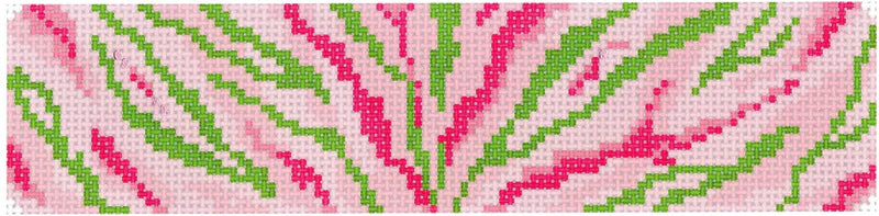 Cuff – Zebra Stripes – pinks & greens on light pinks bkgd.
