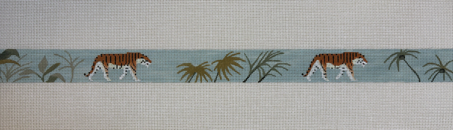 Colors of Praise Light Blue Tiger Belt or Purse Strap Needlepoint Canvas