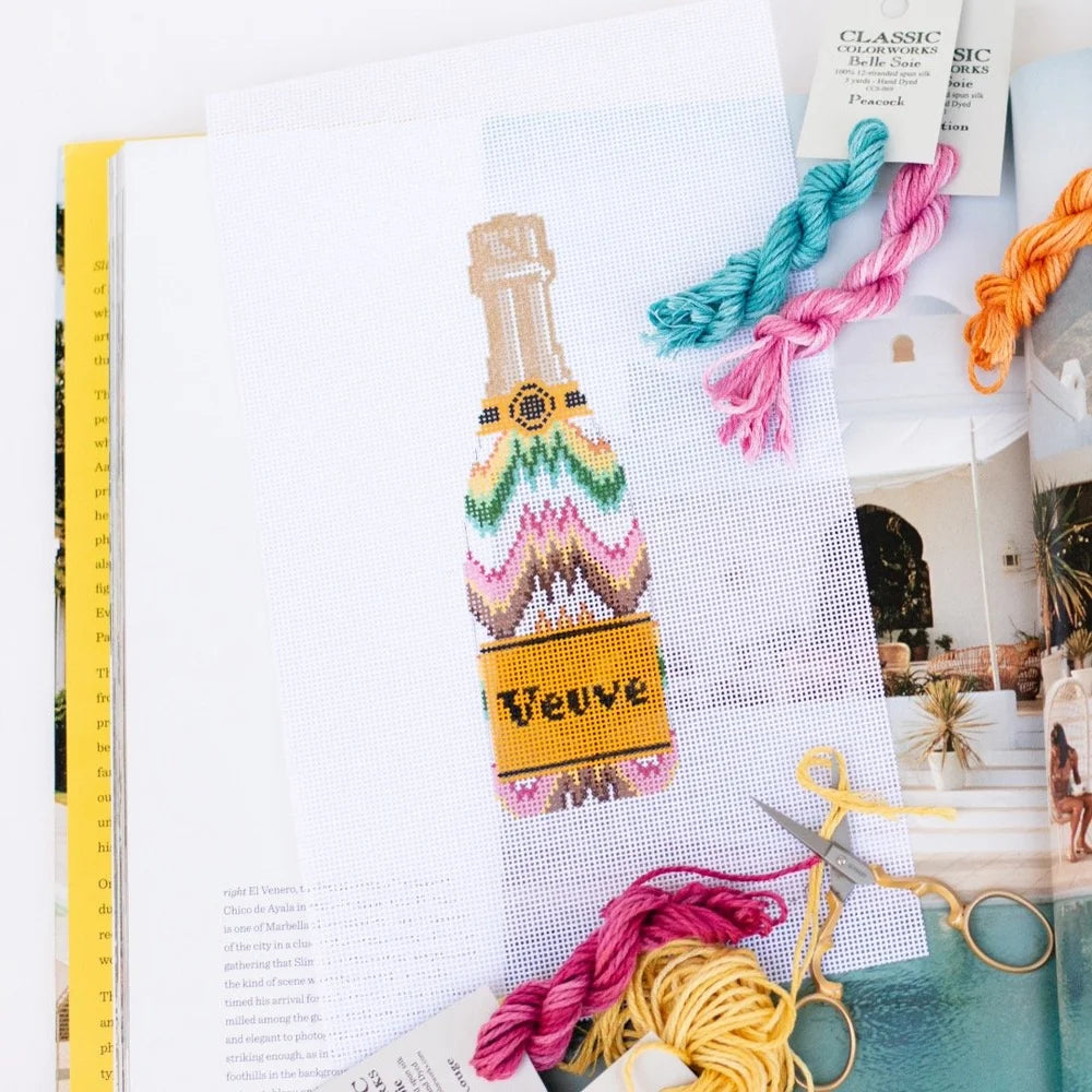 Champagne Bottle - Flame Stitch