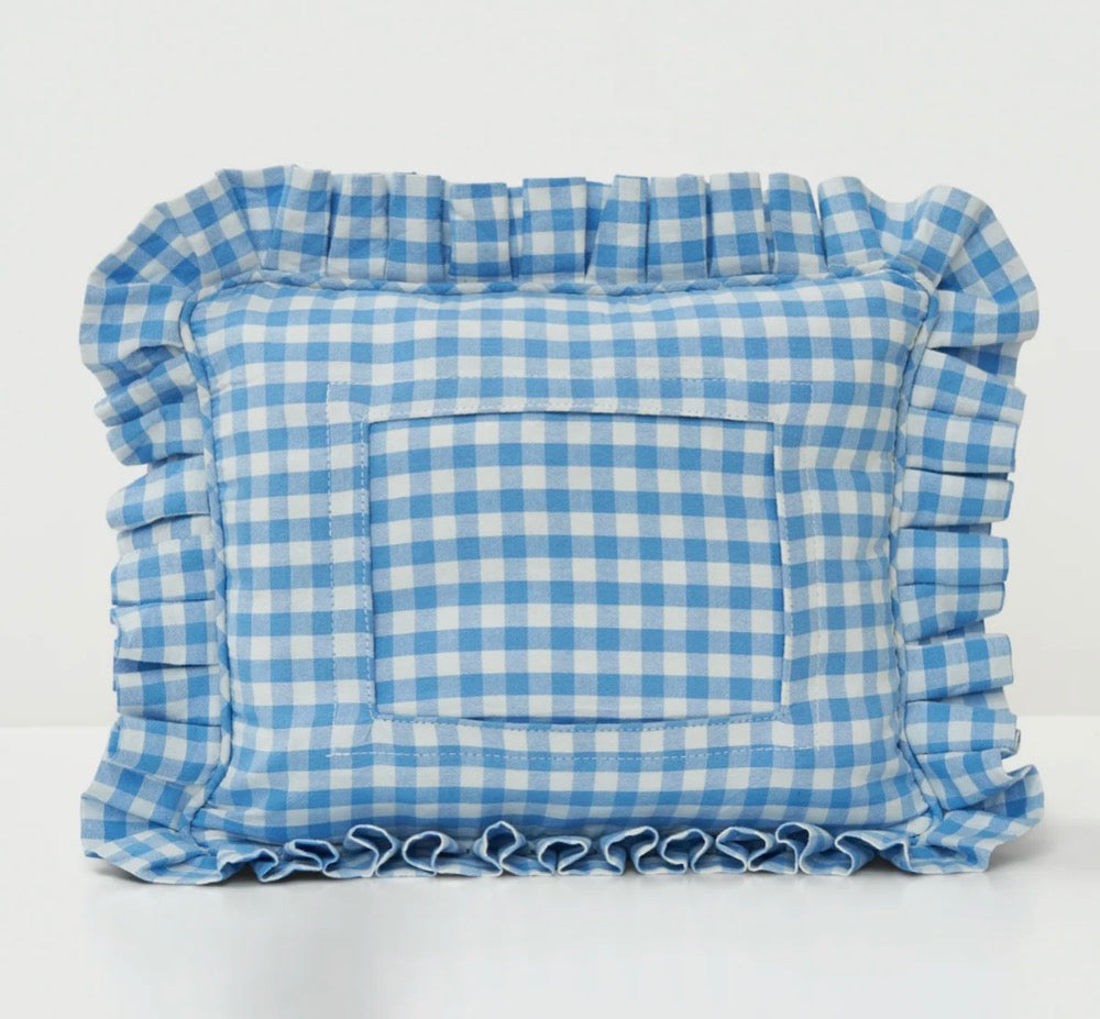 Swappable Self-Finishing Pillow in Blue Gingham