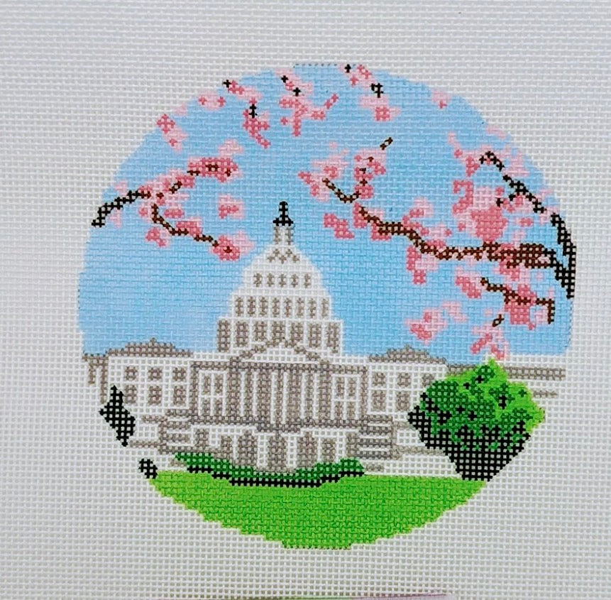 Capitol with Cherry Blossoms Round