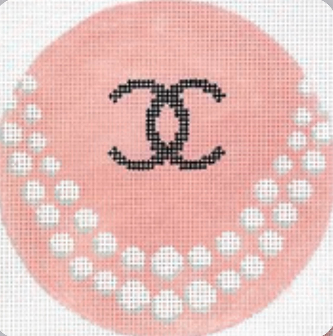 4” Round – Chanel C’s w/ Double Strand Pearls – on blush