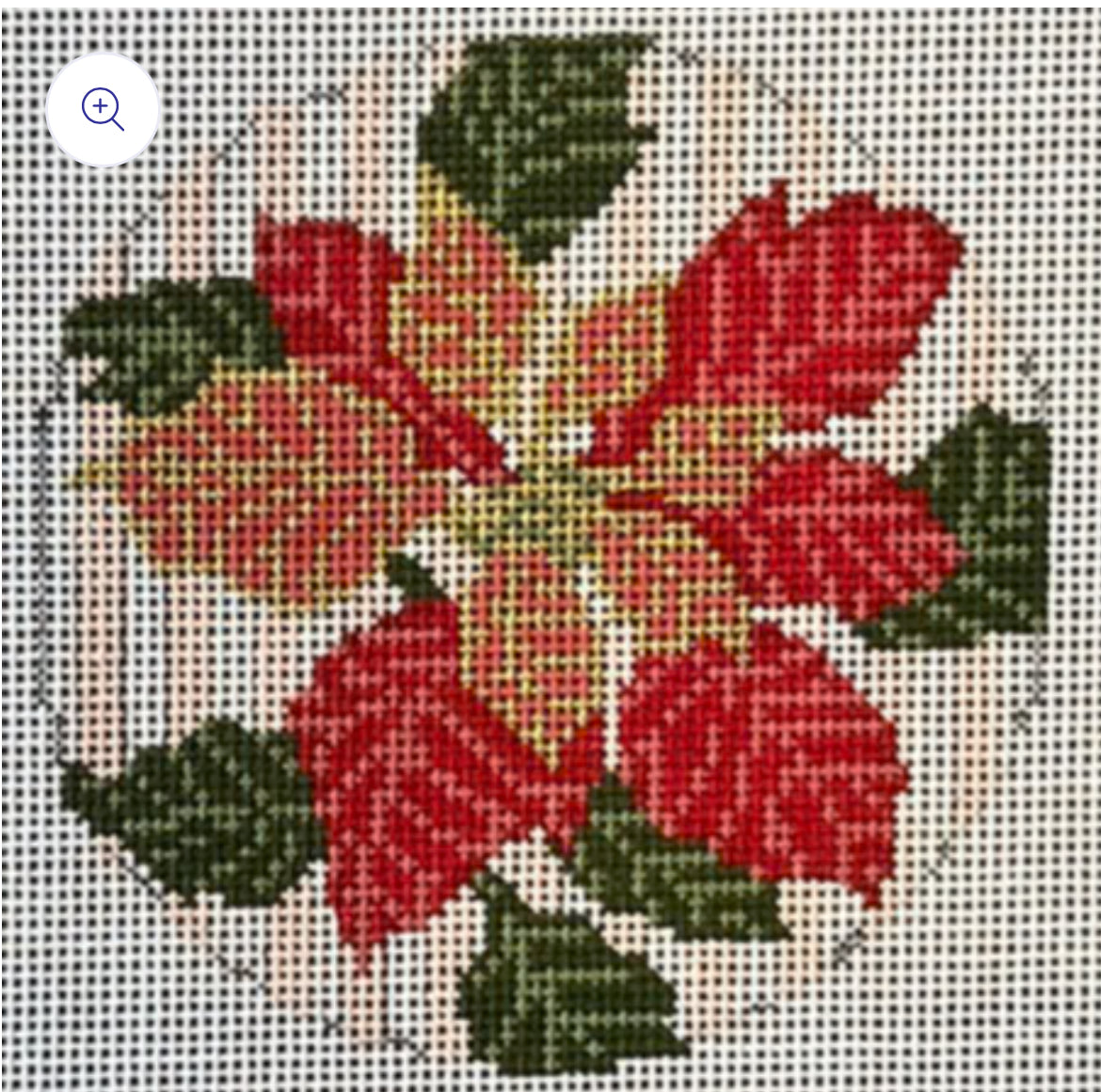 Gingham stitcher poinsettia round ornament needlepoint canvas
