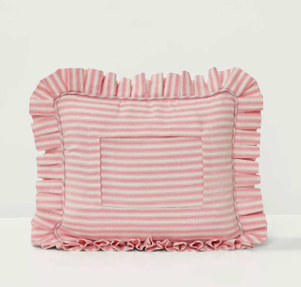 Swappable Self-Finishing Pillow in Pink Double Stripe