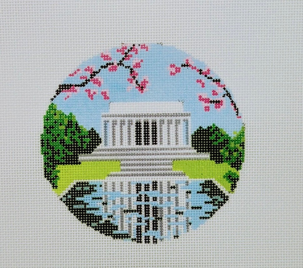 Lincoln Memorial with Cherry Blossoms Round