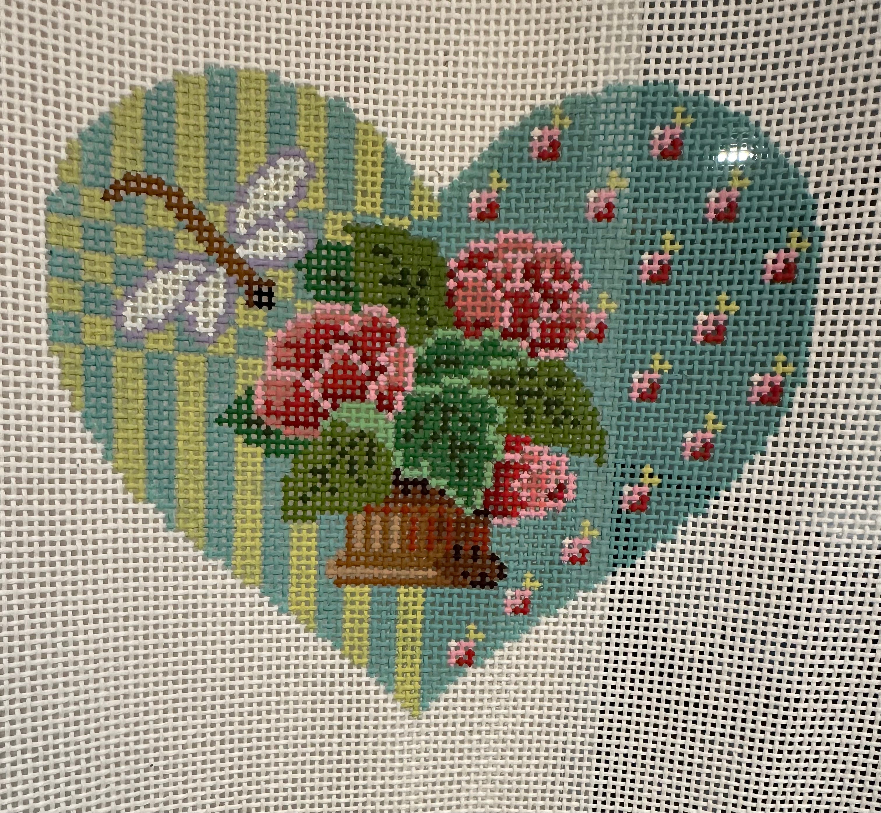 Dragonfly and Flowers Heart