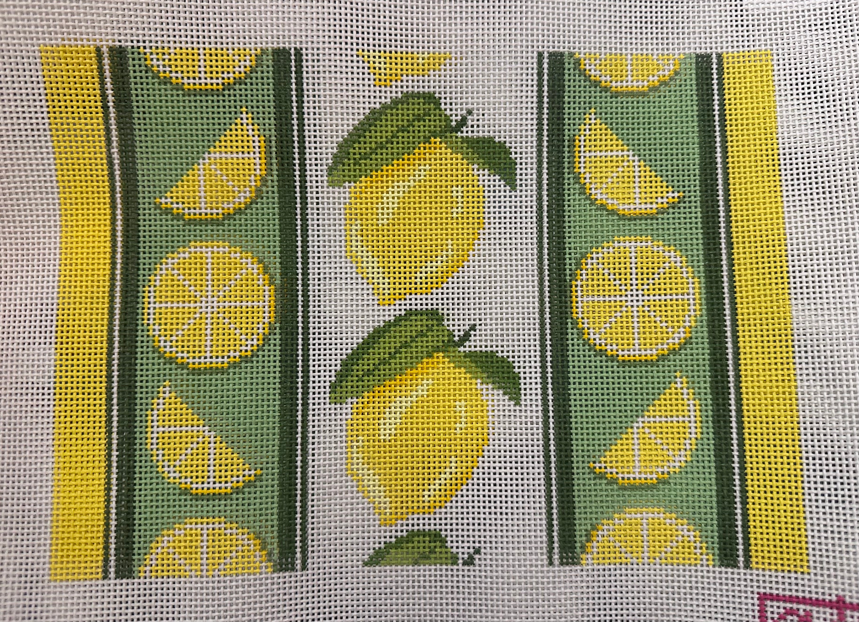 Lemon Clutch With Green Stripes