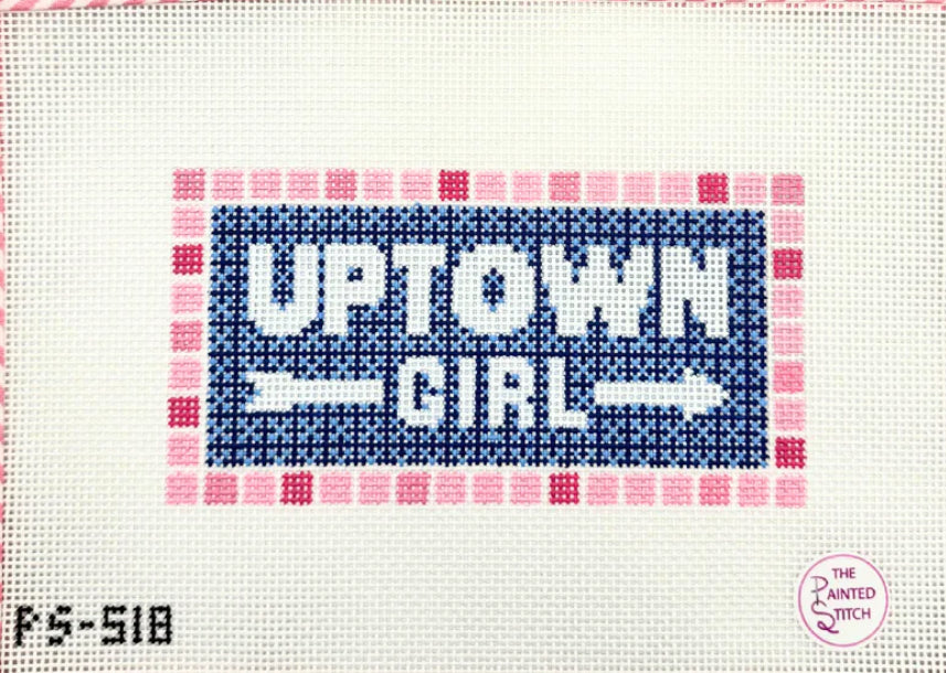 Atlantic blue uptown girl needlepoint canvas