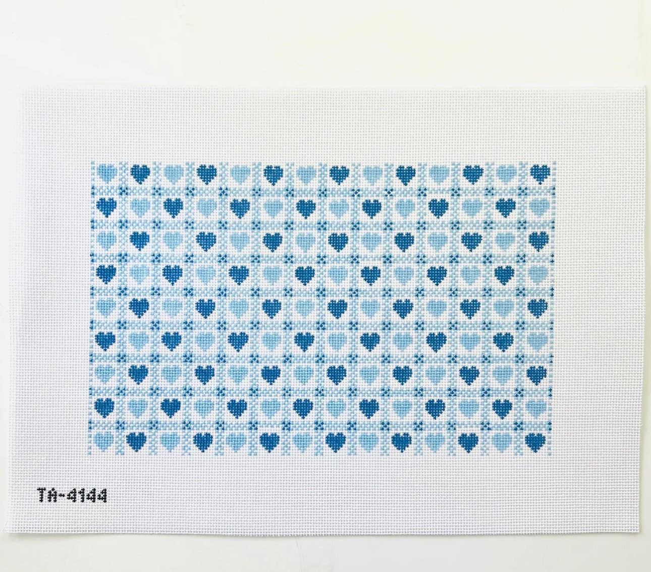 Blue Heart Check Pillow Canvas