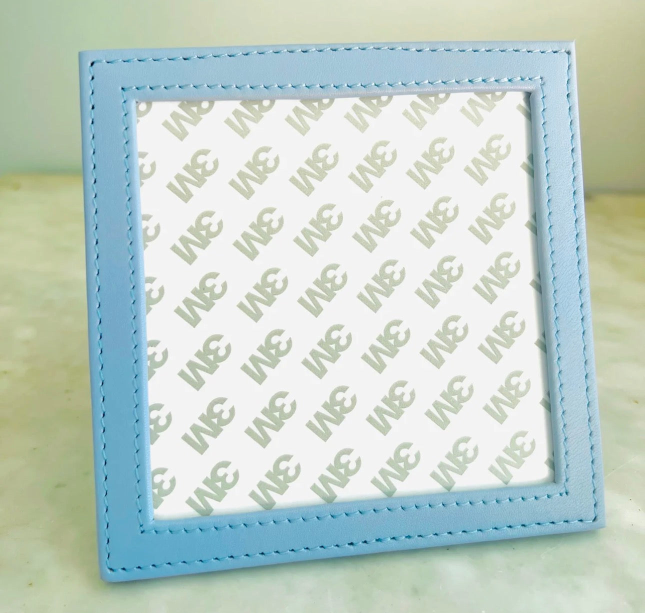 Self-Finishing Leather Frame in Light Blue