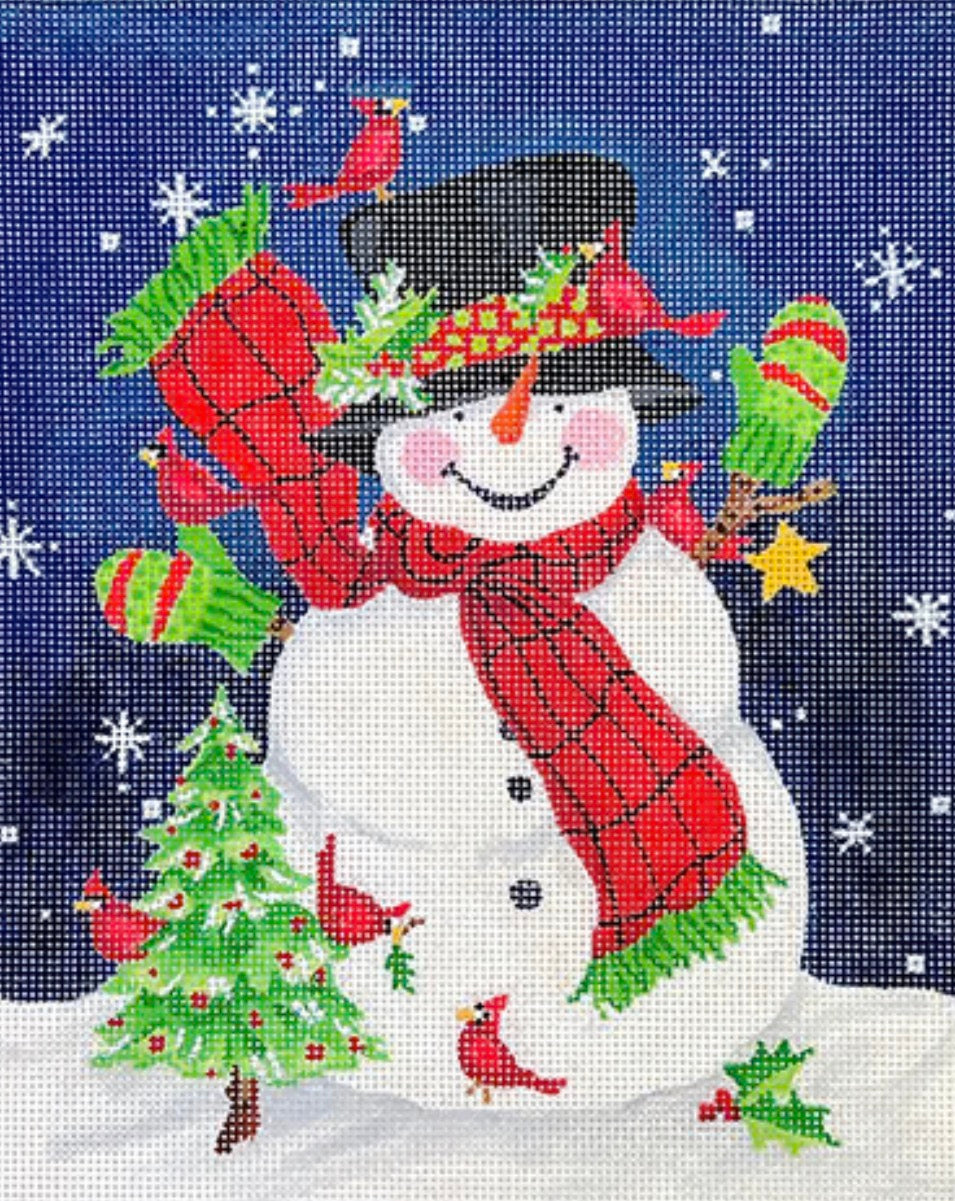 Sally Eckman Roberts – Snowman w/ Green Mittens & Cardinals SER-PL-16