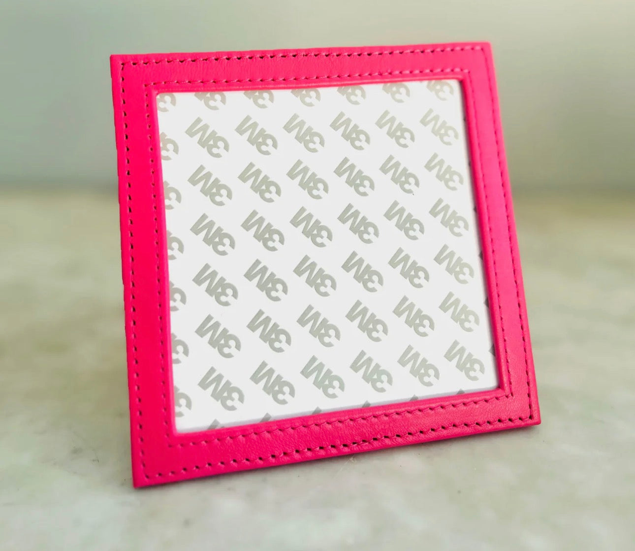 Self-Finishing Leather Frame in Hot Pink