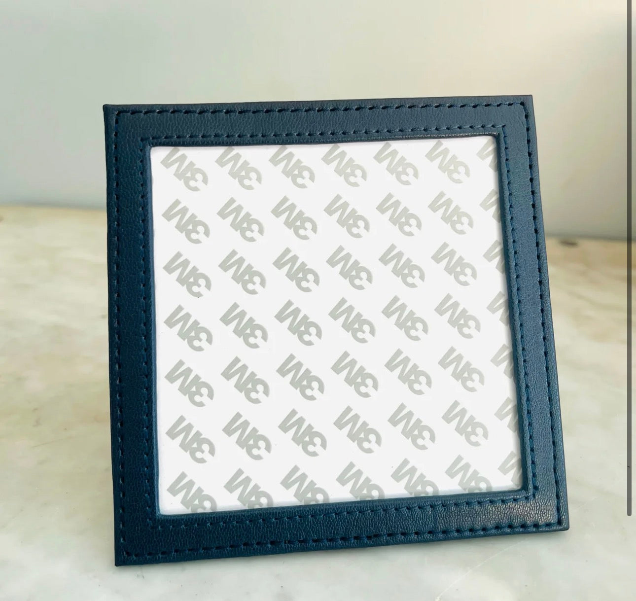 Self-Finishing Leather Frame in Navy