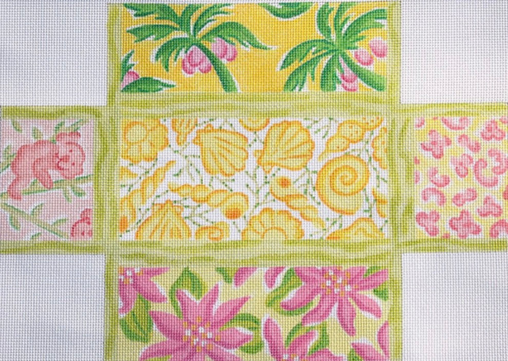 Brick – Lilly-inspired Lattice Patchwork – yellows, pinks, corals & greens