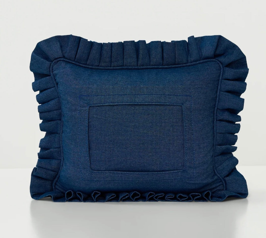 Swappable Self-Finishing Pillow in Med Wash Denim