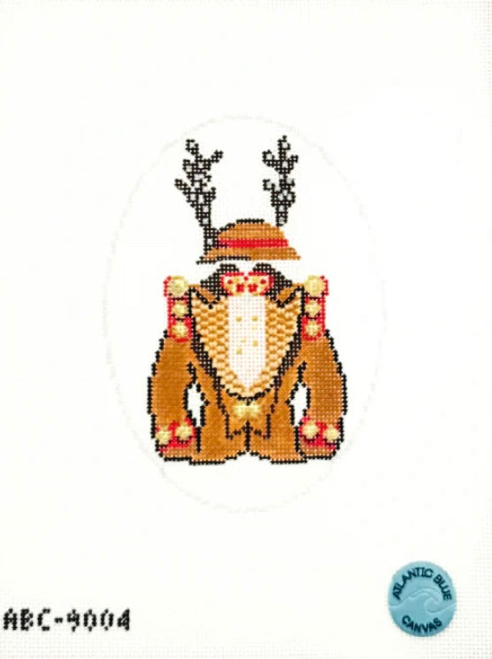 Atlantic blue Rockettes reindeer outfit needlepoint canvas