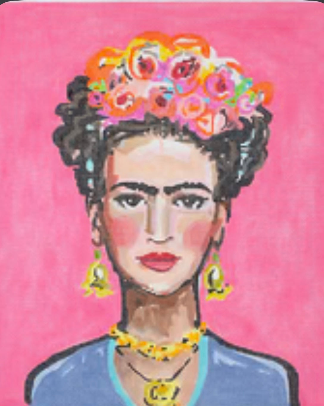Maren Devine Frida Kahlo on Hot Pink MD-PL-06