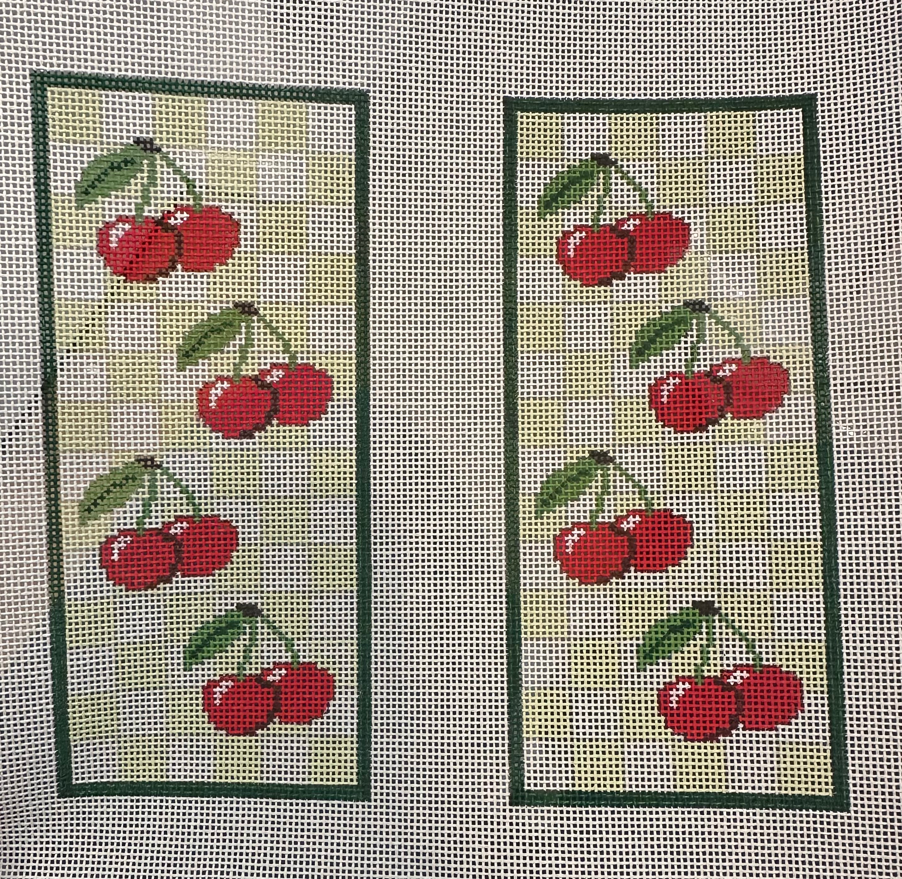 Cherries on Green Checks Double-Sided Eyeglass Case