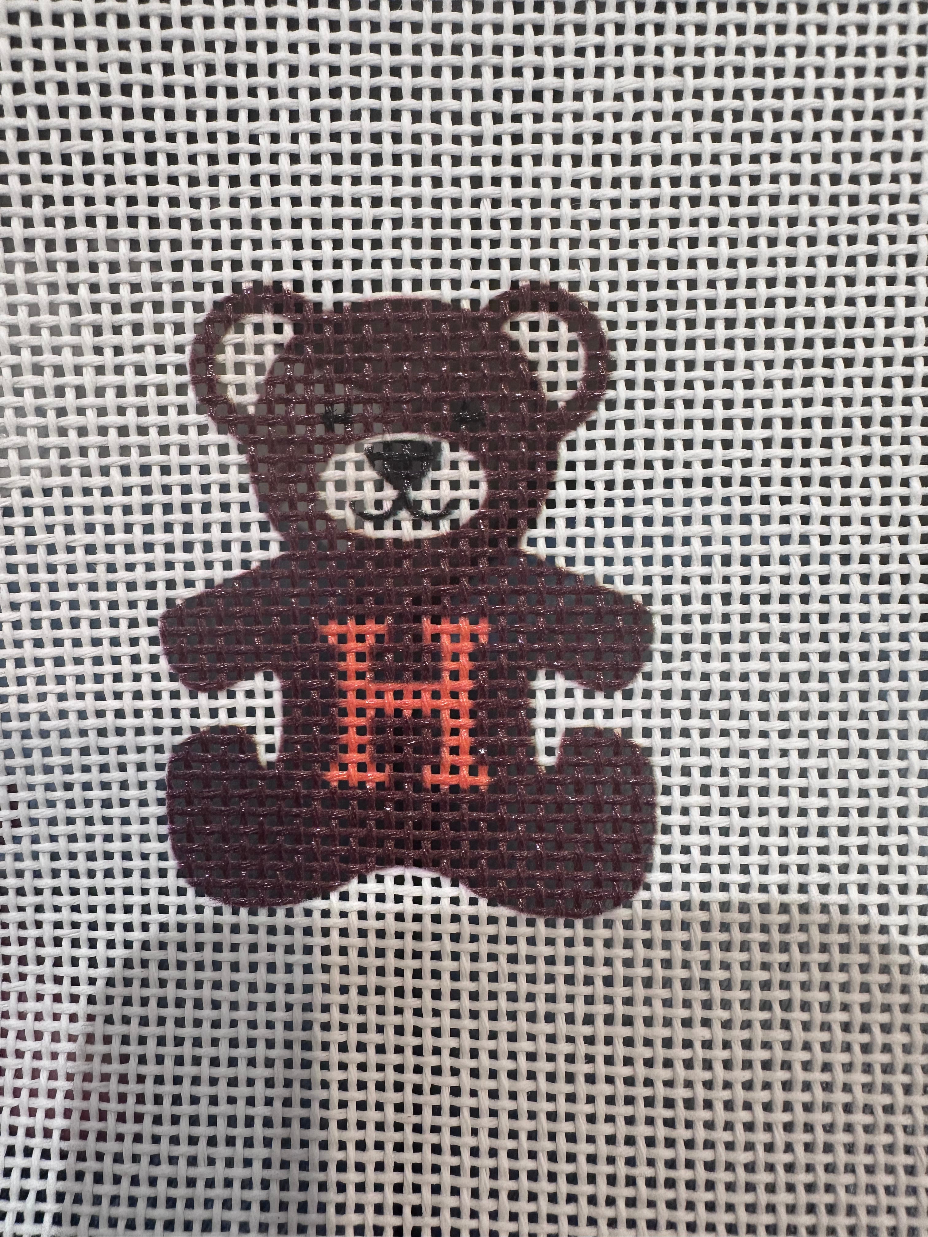 Brown H Bear Bag Charm (printed)